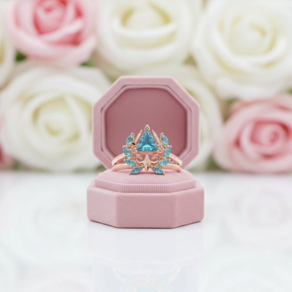 Light Mage Ring Set- 14k Rose Gold Video Game Inspired Rings-Black Diamonds New York