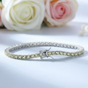 Light Yellow Round Cut Bracelet In Sterling Silver-Black Diamonds New York