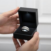 Link Chain Stainless Steel Men's Ring-Black Diamonds New York
