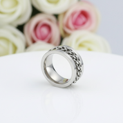 Link Chain Stainless Steel Men's Ring-Black Diamonds New York