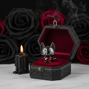 Little Black Fox with Heart Stone Charm-Black Diamonds New York