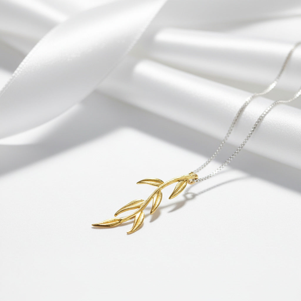 Long Branch and Leaves Necklace-Black Diamonds New York