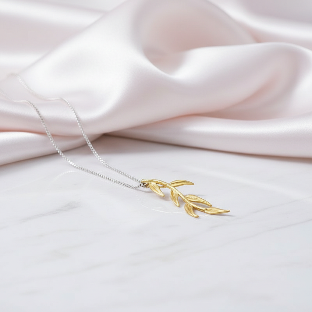 Long Branch and Leaves Necklace-Black Diamonds New York