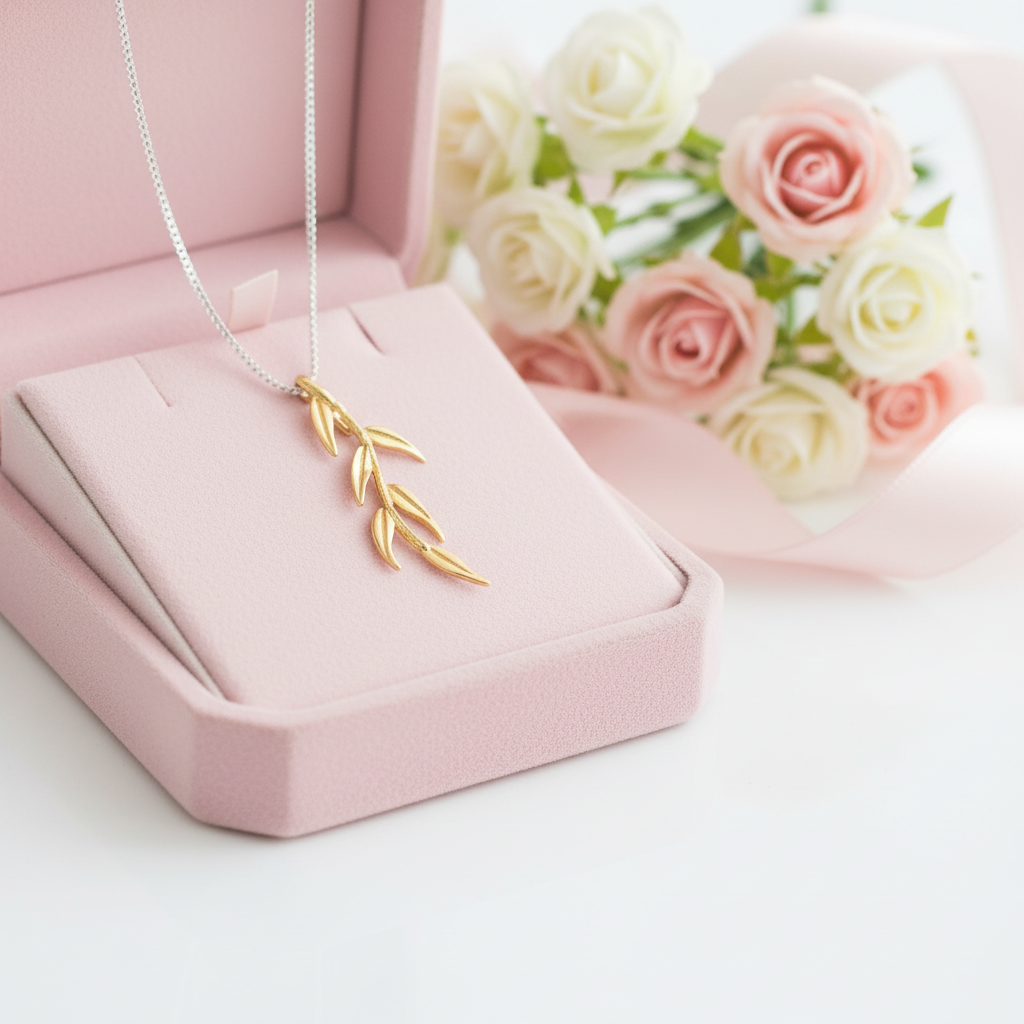 Long Branch and Leaves Necklace-Black Diamonds New York