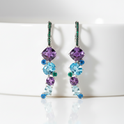 Long Drop Multi Color Topaz Earrings-Black Diamonds New York
