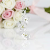 Long Elegant Forget-Me-Not Flower Necklace-Black Diamonds New York