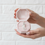 Long Elegant Forget-Me-Not Flower Necklace-Black Diamonds New York