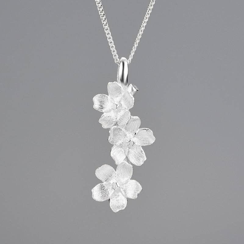 Flash Sale- Long Elegant Forget-Me-Not Flower Necklace-Black Diamonds New York