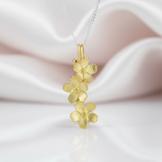 Long Elegant Forget-Me-Not Flower Necklace-Black Diamonds New York