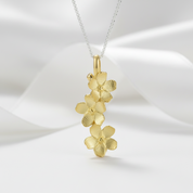 Long Elegant Forget-Me-Not Flower Necklace-Black Diamonds New York