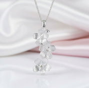 Long Elegant Forget-Me-Not Flower Necklace-Black Diamonds New York