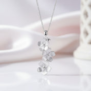 Long Elegant Forget-Me-Not Flower Necklace-Black Diamonds New York