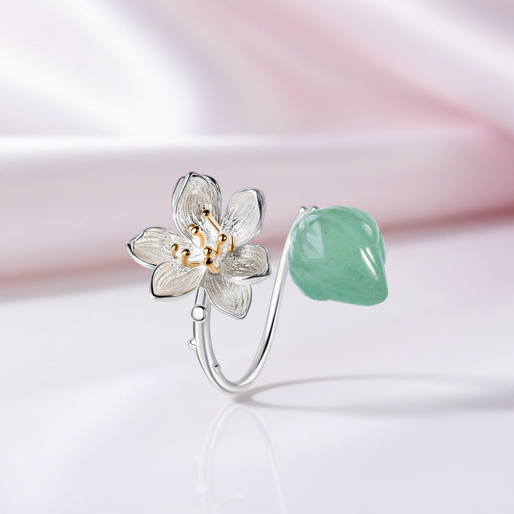 Lotus Whispers Ring-Black Diamonds New York