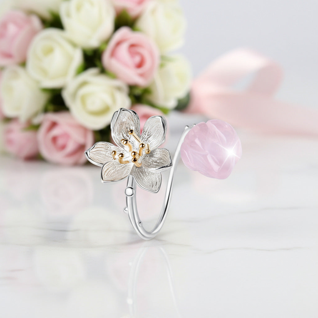 Lotus Whispers Ring-Black Diamonds New York
