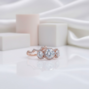 Love Trust Respect Engagement Ring Set in 14k Rose Gold 2.0ct Round Cut Diamond-Black Diamonds New York