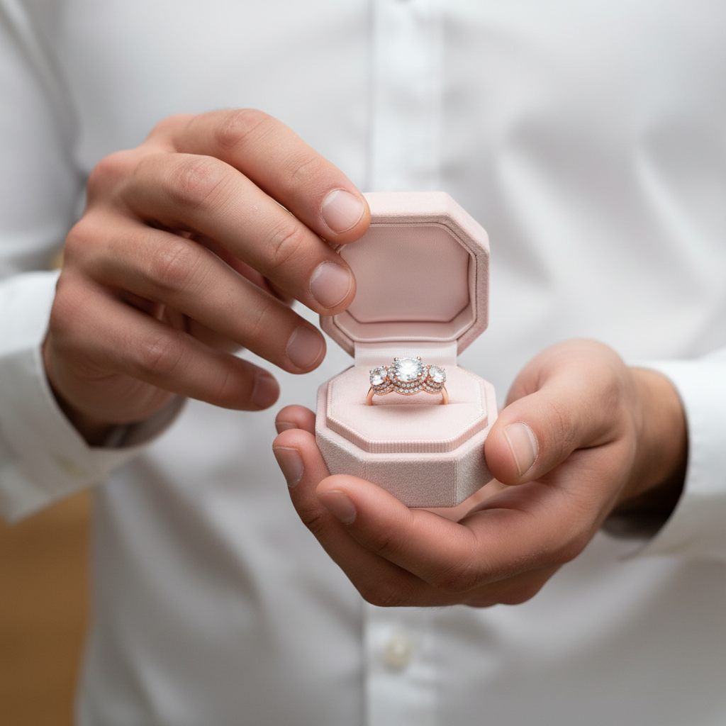 Love Trust Respect Engagement Ring Set in 14k Rose Gold 2.0ct Round Cut Diamond Option-Black Diamonds New York