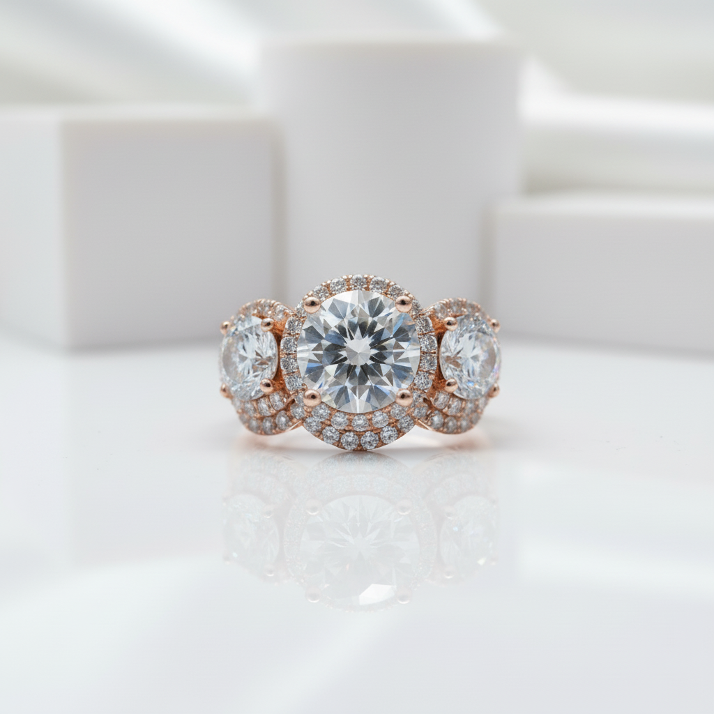 Love Trust Respect Engagement Ring Set in 14k Rose Gold 2.0ct Round Cut Diamond-Black Diamonds New York