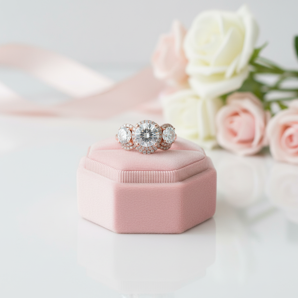 Love Trust Respect Engagement Ring Set in 14k Rose Gold 2.0ct Round Cut Diamond Option-Black Diamonds New York