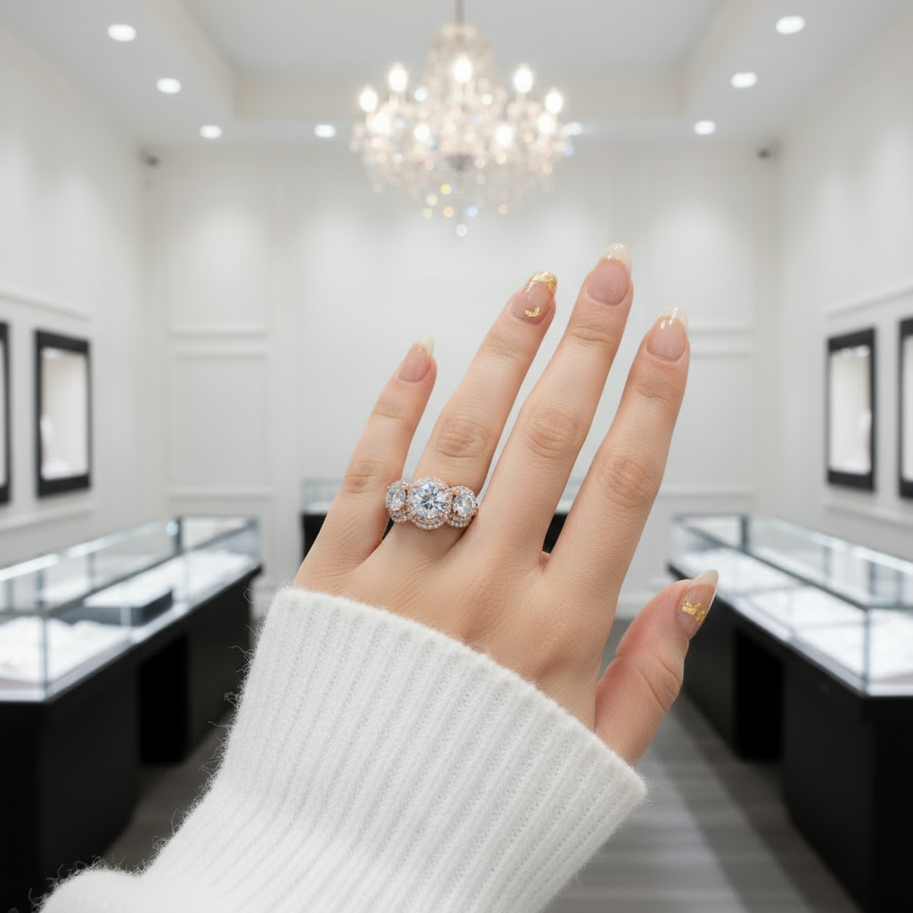 Love Trust Respect Engagement Ring Set in 14k Rose Gold 2.0ct Round Cut Diamond-Black Diamonds New York