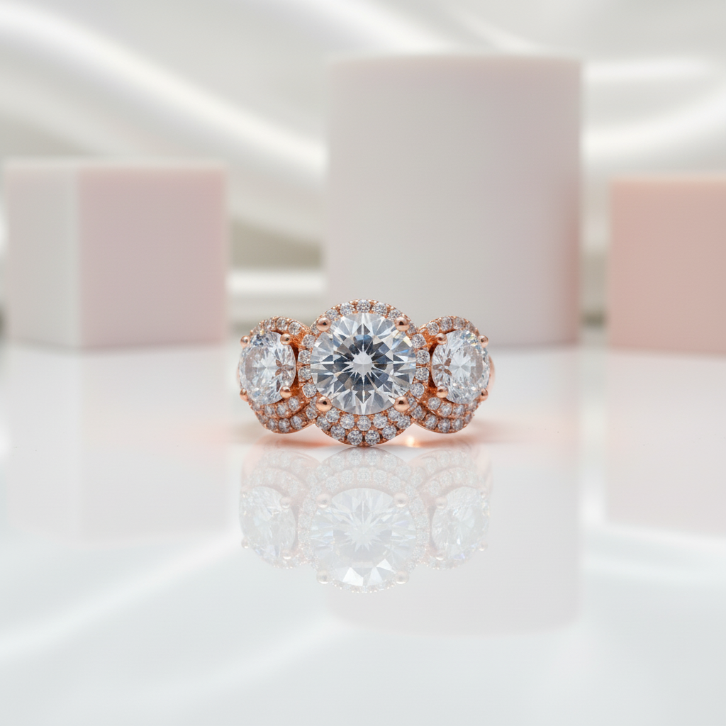 Love Trust Respect Engagement Ring Set in 14k Rose Gold 2.0ct Round Cut Diamond-Black Diamonds New York