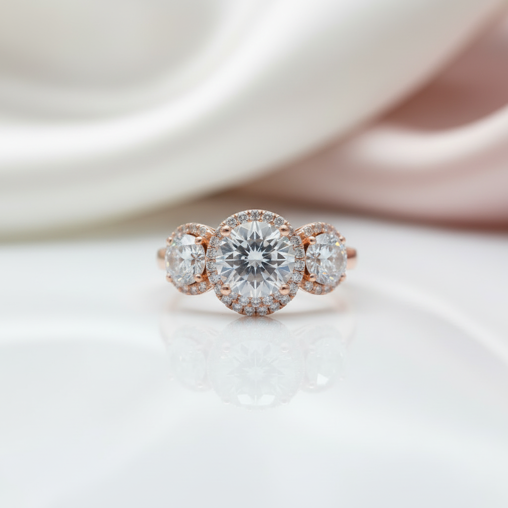 Love Trust Respect Engagement Ring Set in 14k Rose Gold 2.0ct Round Cut Diamond Option-Black Diamonds New York