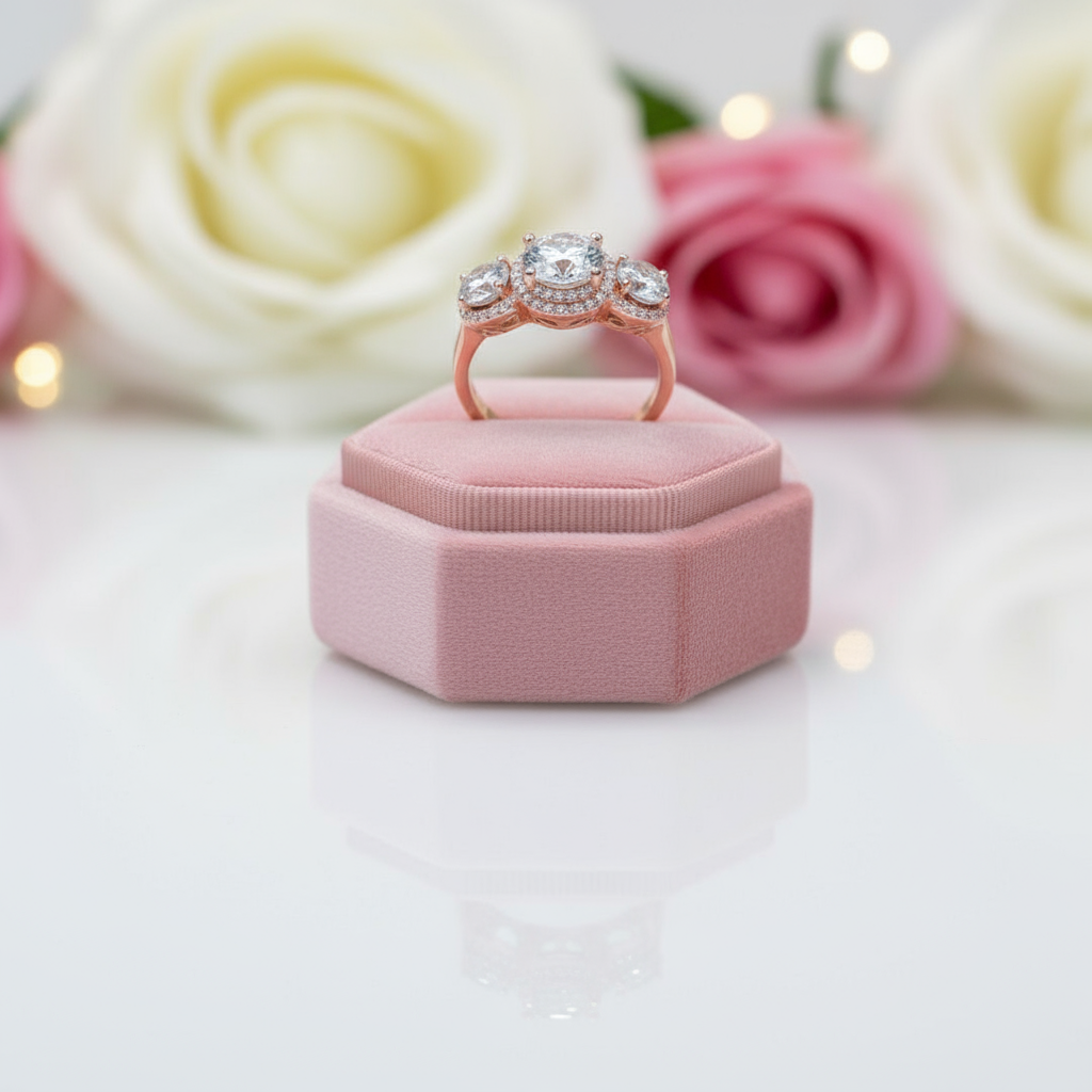 Love Trust Respect Engagement Ring Set in 14k Rose Gold 2.0ct Round Cut Diamond-Black Diamonds New York