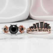 Love You Until Death Rings - 1.5 Ct Round Cut Diamond Option Engagement Rings in 14k White Gold-Black Diamonds New York