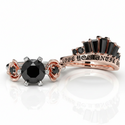 Love You Until Death Rings - 1.5 Ct Round Cut Diamond Option Engagement Rings in 14k White Gold-Black Diamonds New York