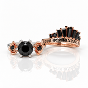 Love You Until Death Rings - 1.5 Ct Round Cut Diamond Option Engagement Rings in 14k White Gold-Black Diamonds New York