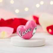 Pink Heart Love with Bow-knot Charm-Black Diamonds New York