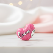 Pink Heart Love with Bow-knot Charm-Black Diamonds New York