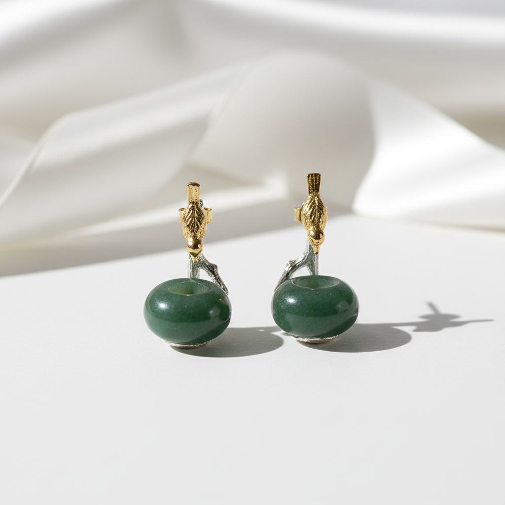 Lovely Bird Dangle Earrings-Black Diamonds New York