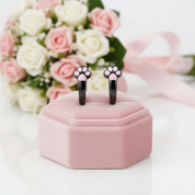 Lovely Black Hoop Earrings with Pink Cat Paw-Black Diamonds New York