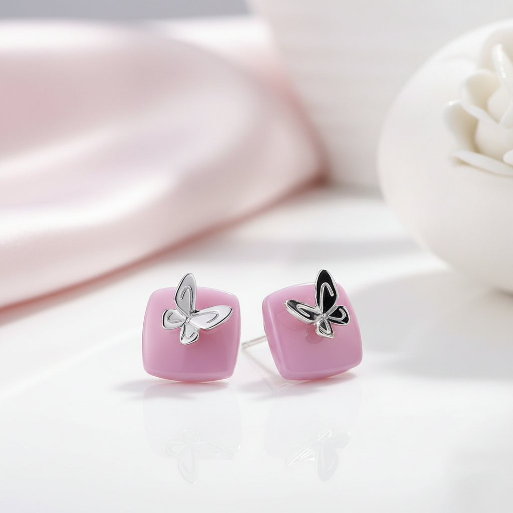 Lovely Butterfly Stud Earrings-Black Diamonds New York