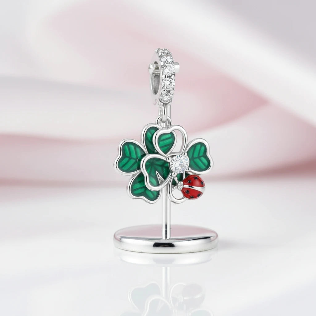 Lovely Flower, Lady Bug, & Clover Spacer Bead Charms-Black Diamonds New York