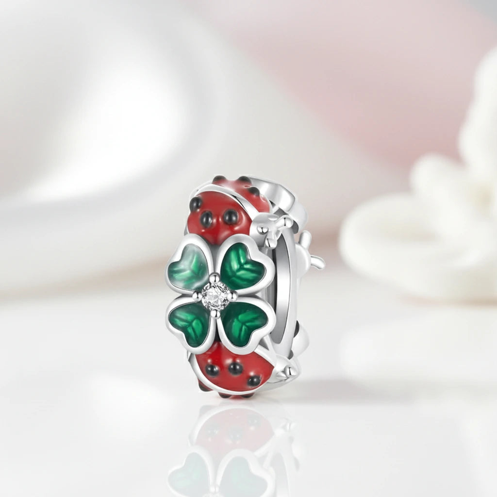 Lovely Flower, Lady Bug, & Clover Spacer Bead Charms-Black Diamonds New York