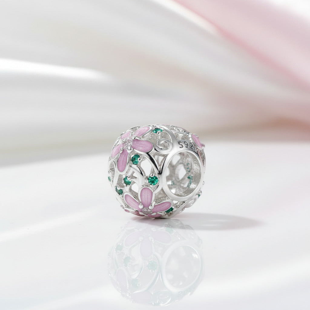 Lovely Flower, Lady Bug, & Clover Spacer Bead Charms-Black Diamonds New York