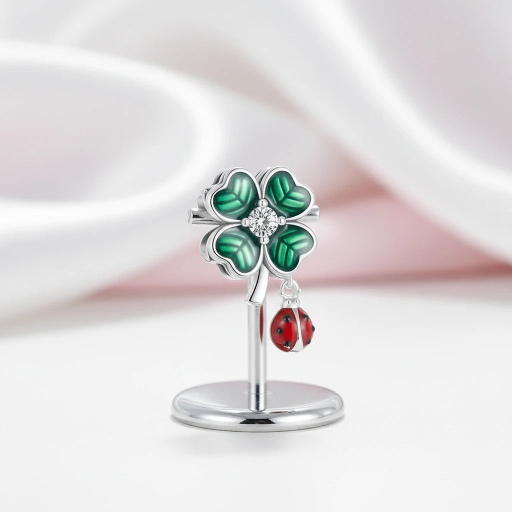 Lovely Flower, Lady Bug, & Clover Spacer Bead Charms-Black Diamonds New York