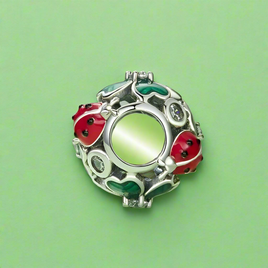 Lovely Flower, Lady Bug, & Clover Spacer Bead Charms-Black Diamonds New York