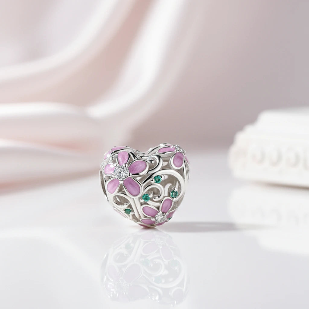 Lovely Flower, Lady Bug, & Clover Spacer Bead Charms-Black Diamonds New York