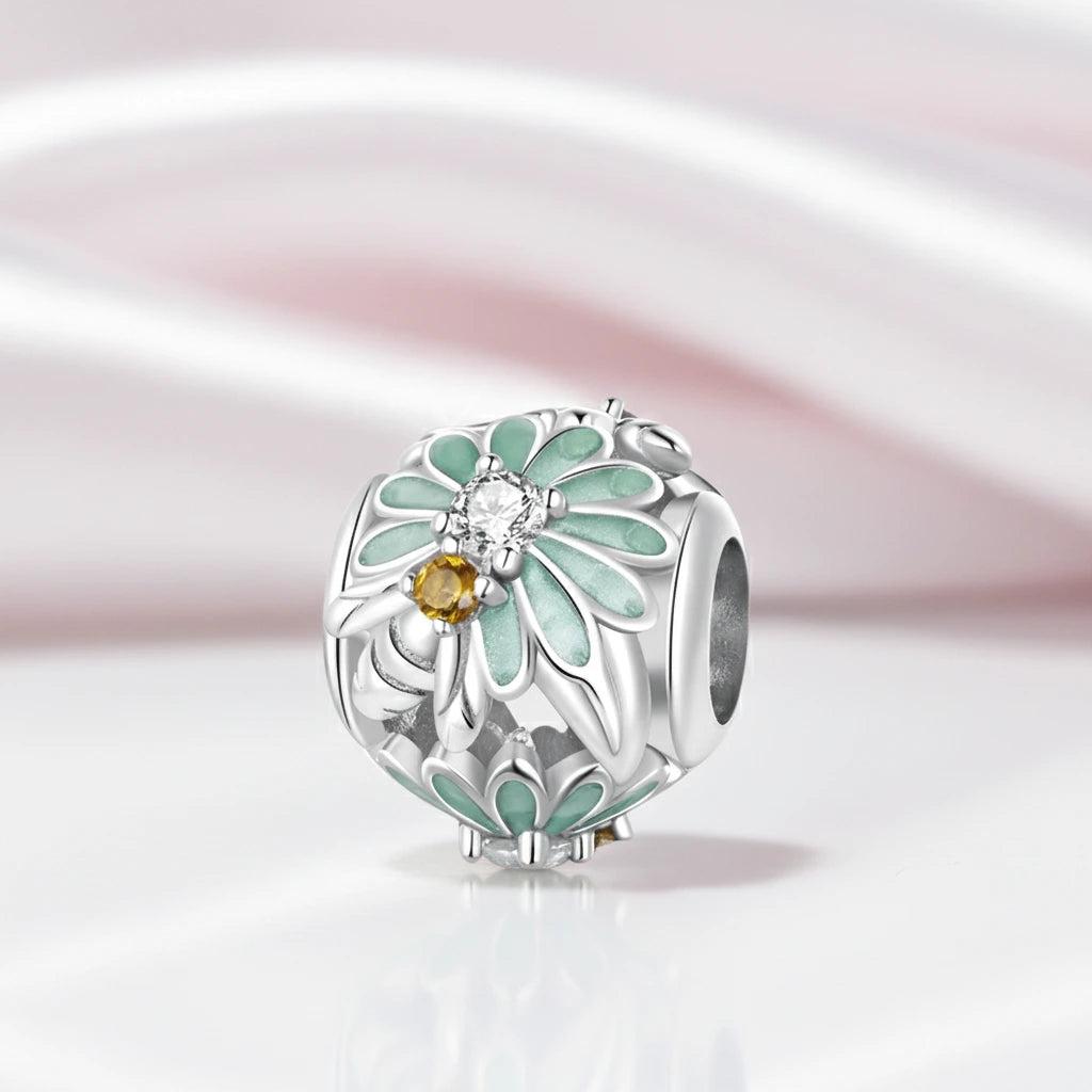 Lovely Flower, Lady Bug, & Clover Spacer Bead Charms-Black Diamonds New York