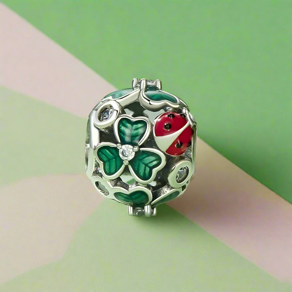 Lovely Flower, Lady Bug, & Clover Spacer Bead Charms-Black Diamonds New York