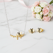 Lovely Honey Bee Necklace & Earrings Jewelry Set-Black Diamonds New York