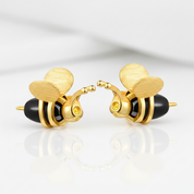 Lovely Honey Bee Stud Earrings-Black Diamonds New York
