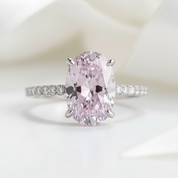 Lovely Oval Cut Pink Sapphire Wedding Ring Set-Black Diamonds New York