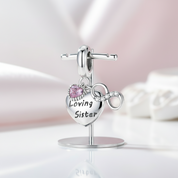 Loving Sister with Heart & Infinity Symbol Charm-Black Diamonds New York