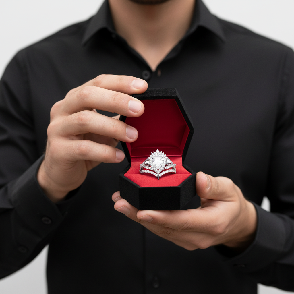 Loyalty Ring- 1ct Pear Cut Black Diamond Option Skull Ring Set-Black Diamonds New York