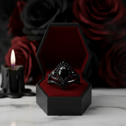 Loyalty Ring- 1ct Pear Cut Black Diamond Option Skull Ring Set-Black Diamonds New York