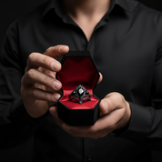 Loyalty Ring- 1ct Pear Cut Black Diamond Skull Ring Set-Black Diamonds New York