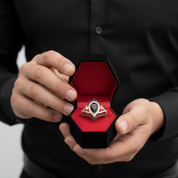 1ct Pear Cut Black Diamond Skull Ring Set-Black Diamonds New York